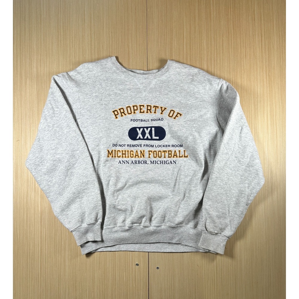 Vintage 90s Champion Michigan Wolverines Football Sweatshirt Men XL Heather Gray